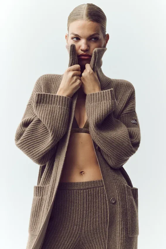Cashmere Northstar Long Cardigan - Alpine Cocoa Heather