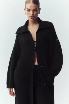 Cashmere Northstar Long Cardigan - Black