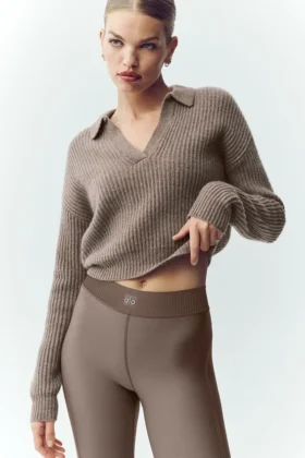 Cashmere Northstar Polo - Alpine Cocoa Heather