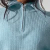 Cashmere Plush Waffle 1/4 Zip Pullover - Celestial Blue Heather