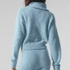 Cashmere Plush Waffle 1/4 Zip Pullover - Celestial Blue Heather