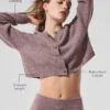 Cashmere Plush Waffle Cardigan - Mushroom Heather