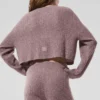 Cashmere Plush Waffle Cardigan - Mushroom Heather