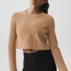 Cashmere Plush Waffle Cropped Long Sleeve - Toasted Almond