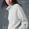 Cashmere Plush Waffle Turtleneck Pullover - Athletic Heather Grey