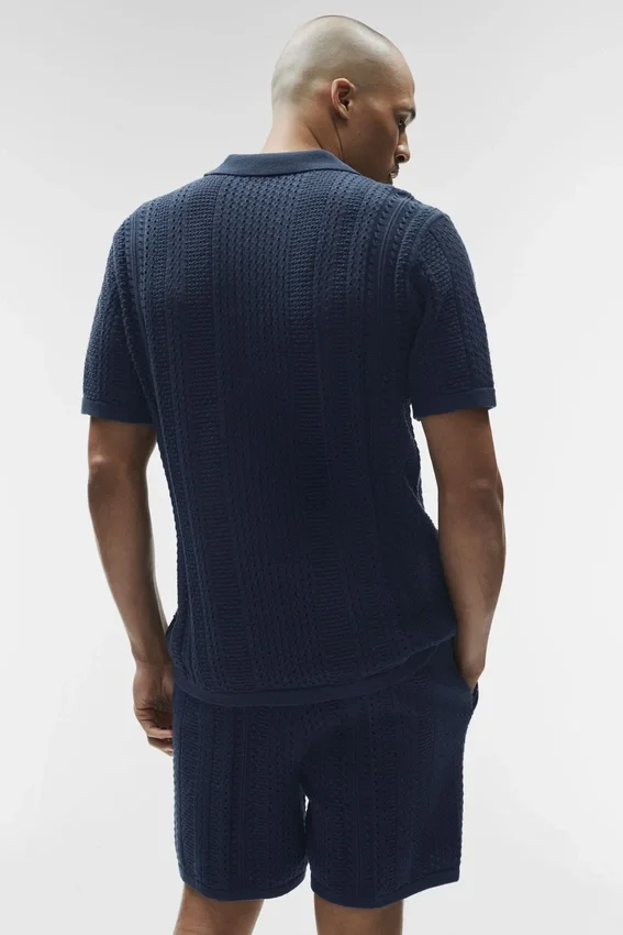 Coastline Knit Short Sleeve Polo - Navy