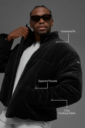 Corduroy Stage Puffer – Black