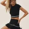 Cotton Cashmere High-Waist My Serve Tennis Skirt - Black/White