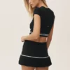 Cotton Cashmere High-Waist My Serve Tennis Skirt - Black/White