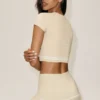 Cotton Cashmere My Serve Short Sleeve - Sandy Beige/White