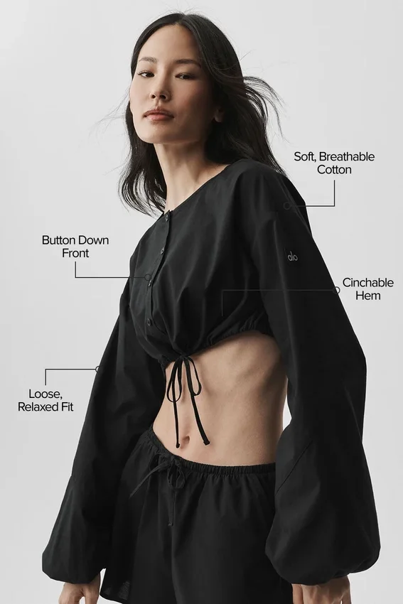 Cotton Cropped Real Deal Long Sleeve - Black