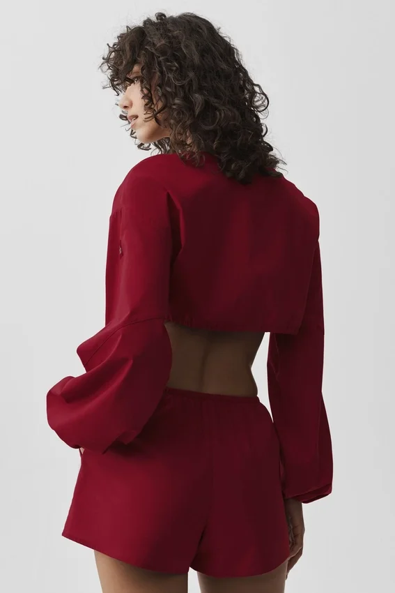 Cotton Cropped Real Deal Long Sleeve - Summer Romance Red