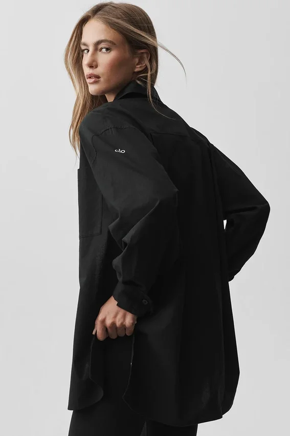 Cotton Real Deal Button up Long Sleeve - Black
