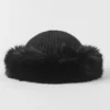 Courchevel Cashmere Faux Fur Beanie - Black
