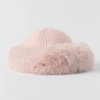 Courchevel Cashmere Faux Fur Beanie - Frosted Pink