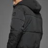 Crinkle Nylon Hooded Stage Puffer - Black
