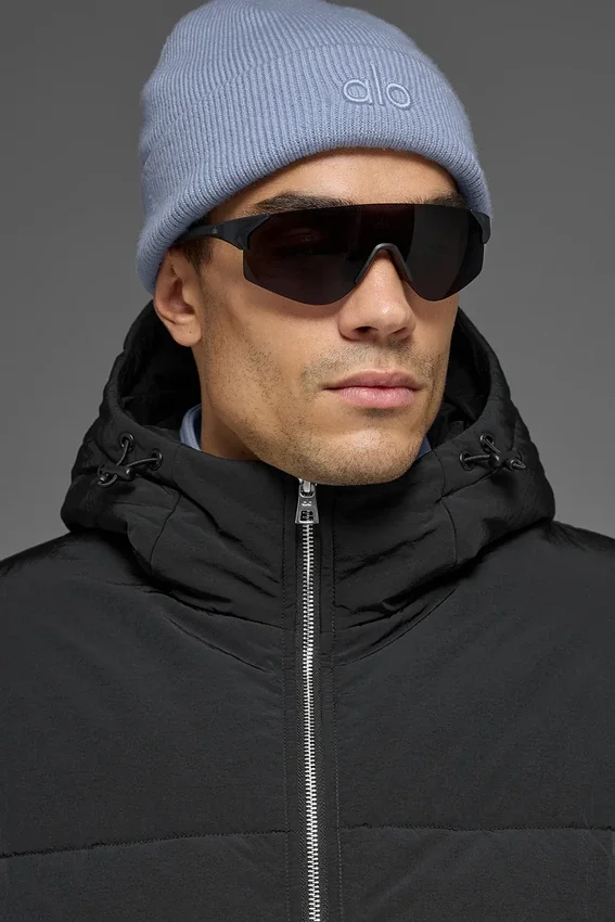 Crinkle Nylon Hooded Stage Puffer - Black