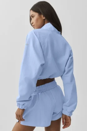 Cropped 1/4 Zip Alumni Pullover – Light Provence Blue