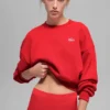 Cropped Accolade Crewneck - Bright Red