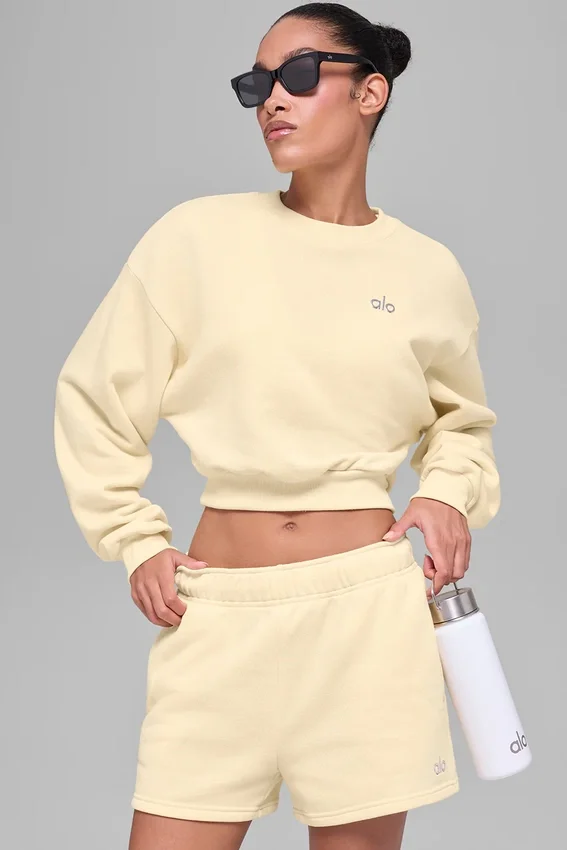 Cropped Accolade Crewneck - Candlelight Yellow