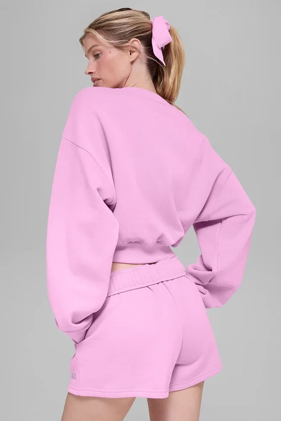 Cropped Accolade Crewneck - Candy Heart Pink