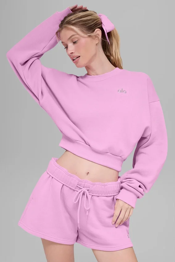 Cropped Accolade Crewneck - Candy Heart Pink
