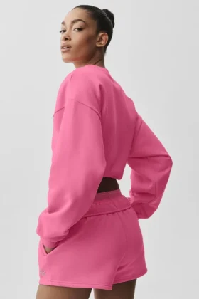 Cropped Accolade Crewneck – Paradise Pink