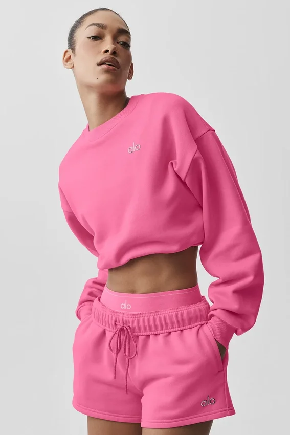 Cropped Accolade Crewneck - Paradise Pink