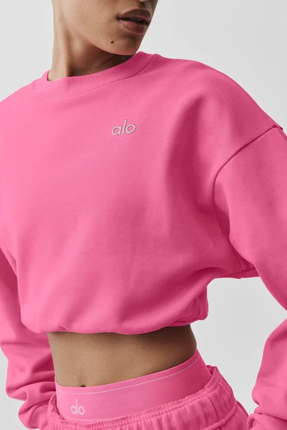 Cropped Accolade Crewneck - Paradise Pink