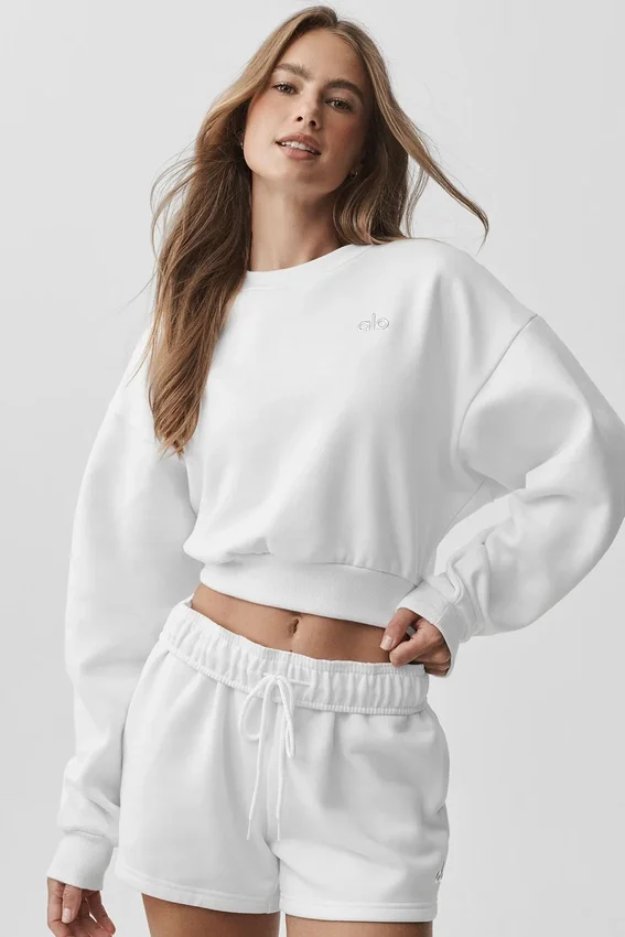 Cropped Accolade Crewneck - White