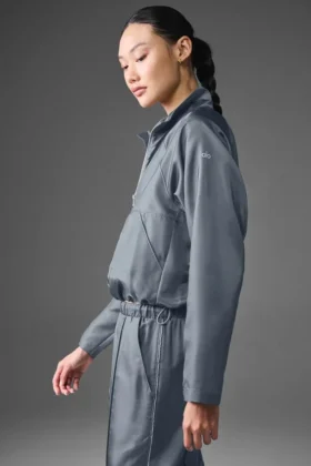 Cropped Afterglow Pullover – Steel Grey