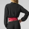 Cropped Breezy Full-Zip Cover up - Black