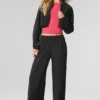 Cropped Breezy Full-Zip Cover up - Black