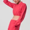 Cropped Breezy Full-Zip Cover up - Candy Red