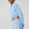 Cropped Breezy Full-Zip Cover up - Seashell Blue