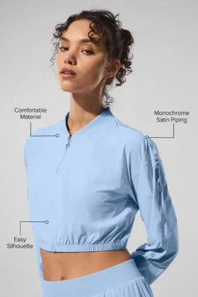 Cropped Breezy Full-Zip Cover up – Seashell Blue