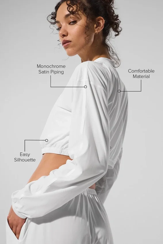 Cropped Breezy Full-Zip Cover up - White