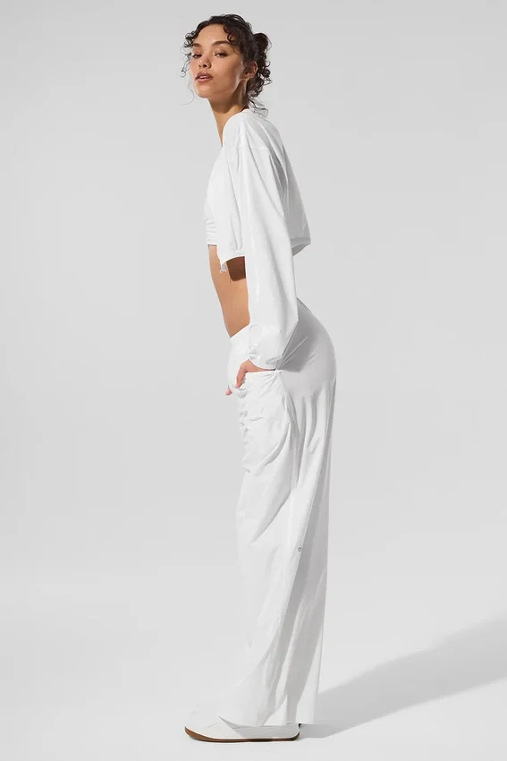 Cropped Breezy Full-Zip Cover up - White