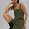 Cropped Dreamscape Tank - Green Olive