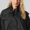 Cropped Game Time Full Zip Jacket - Black