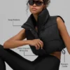 Cropped Gold Rush Puffer Vest - Black
