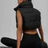 Cropped Gold Rush Puffer Vest - Black
