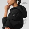 Cropped Mountain Peak Full-Zip Hoodie - Black