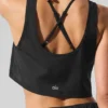 Cropped Sport Star Tank - Black