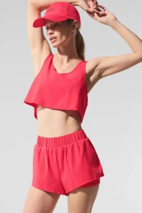 Cropped Sport Star Tank – Candy Red