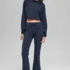 Cropped Sway Crew Neck Pullover - Navy