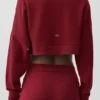 Cropped Sway Crew Neck Pullover - Summer Romance Red