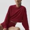 Cropped Sway Crew Neck Pullover - Summer Romance Red