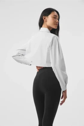 Cropped Take Me out Button up – White