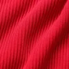 Denim Knit Backless Long Sleeve - Bright Red